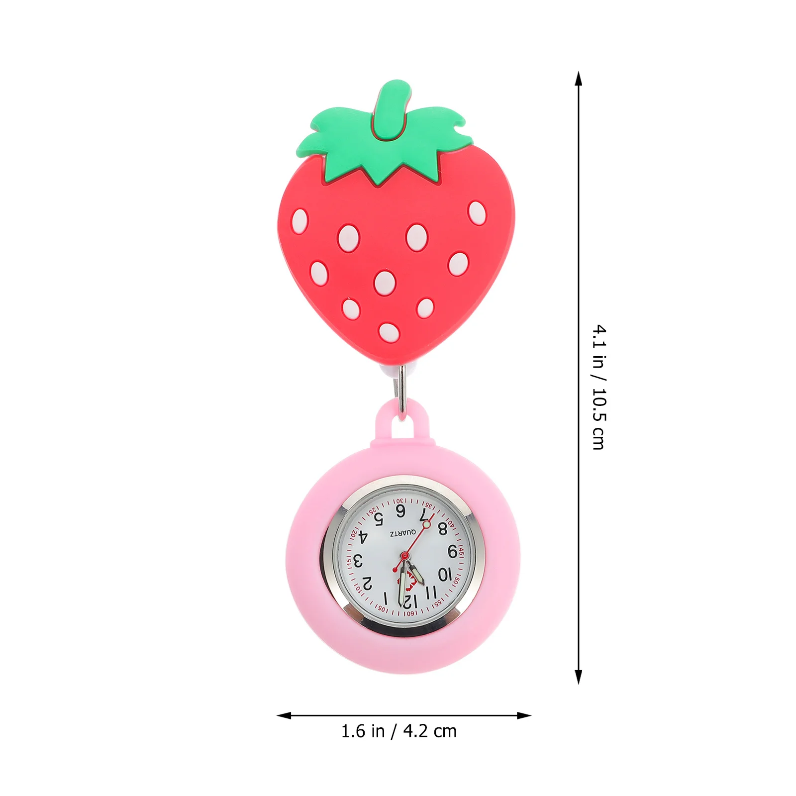 

Nurse Pocket Watch Stretchable Chest Watch Lovely Strawberry Charm Large Dial Easy Time Check Gift for Doctors Nurses