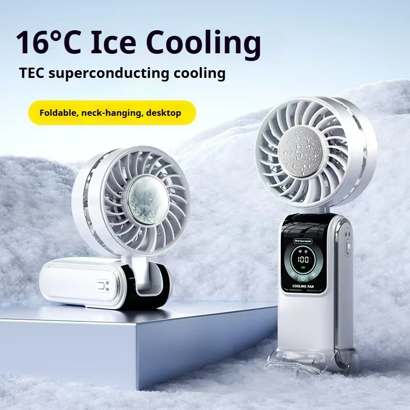 

CryoFlow High-Speed Cooling Fan (With Built-in Metal Cooling Plate Instant Skin-Contact Icy Sensation）ErgoFlow Pro Handheld Fan