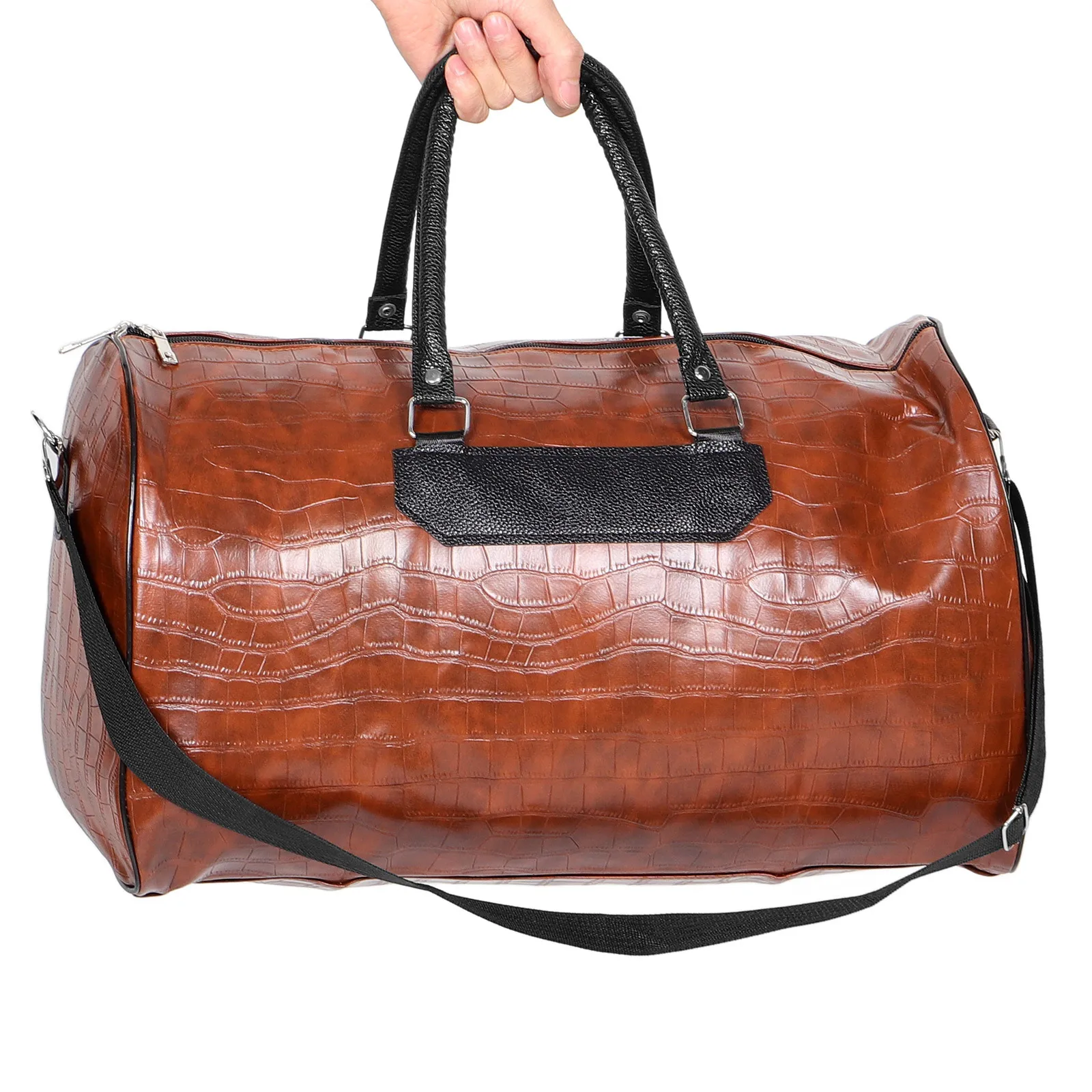 Large Capacity Business Travel Bag PU Men's Portable Organizer Handbag for Outdoor Sports Camping Convenient