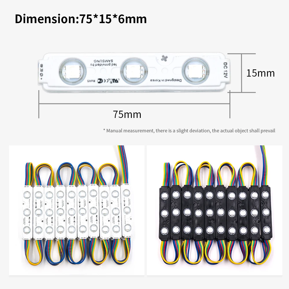 20 PCS 5050/5730/2835 SMD 3LED 6LED Injection LED Module 12V 24V DC IP67 Waterproof Outdoor Led Back Light Module RGB Blue Pink