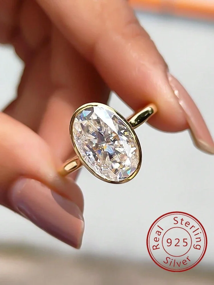 925er Sterlingsilber, modischer, zarter, einfacher ovaler Zirkon-Ring für Frauen, Verlobung, Hochzeit, luxuriöser, hochwertiger edler Schmuck