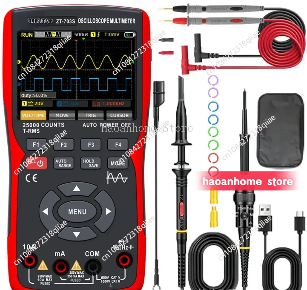 280MS Rate PC Waveform Data Storage Dual Oscilloscope Signal Generator ZT703S 3in1 Digital Multimeter 50MHz Bandwidth