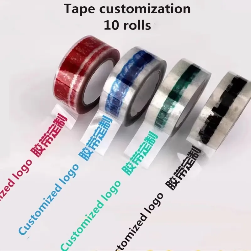 10 Rolls Transparent Tape Customization Monochrome Printing QR Code Express Mail Sealed Packaging Seal Autohesion Adhesive Tape