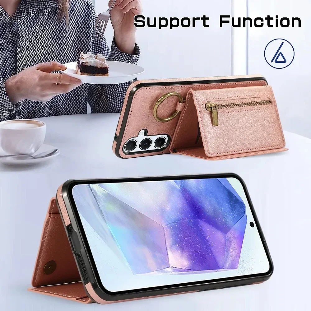 Crossbody Kartenhalter Brieftasche Hülle für Samsung S24 S25 S26 Ultra S23 FE S22 S21 Plus A57 A37 A56 A36 A16 A55 A35 Leder-Cover – Detail 6