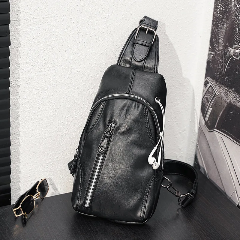 

Trendy Fashion Men's Chest Bag Multifunction Leather Male Messenger Bag Casual Crossbody Bag Outdoor Sling Bag