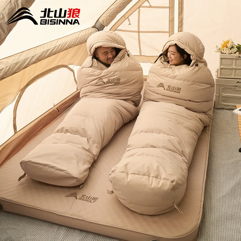 Duck Down Mummy Sleeping Bag, Cold Weather Winter Sleeping Bag for Adults Camping