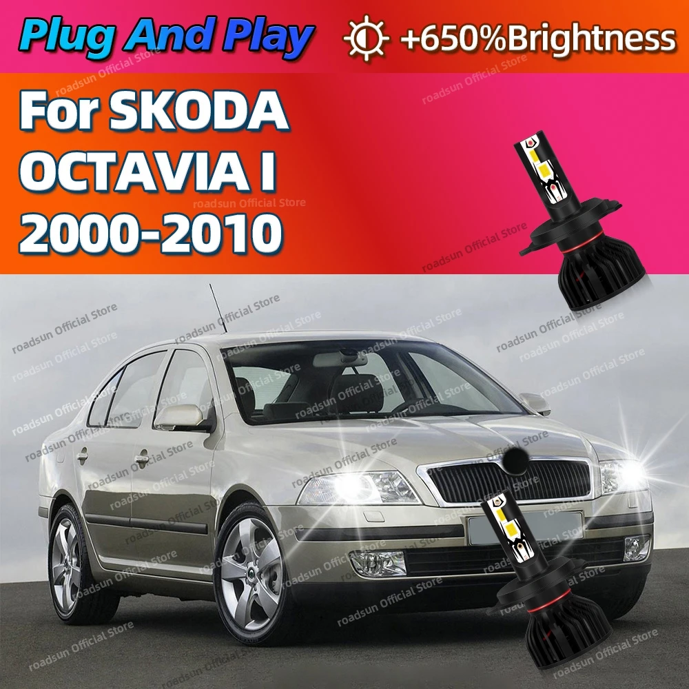 

LED Headlights 30000LM Canbus 6000K White Turbo Lamps 12V For SKODA OCTAVIA I 2000-2010 2004 2005 2006 2007 2008 2009