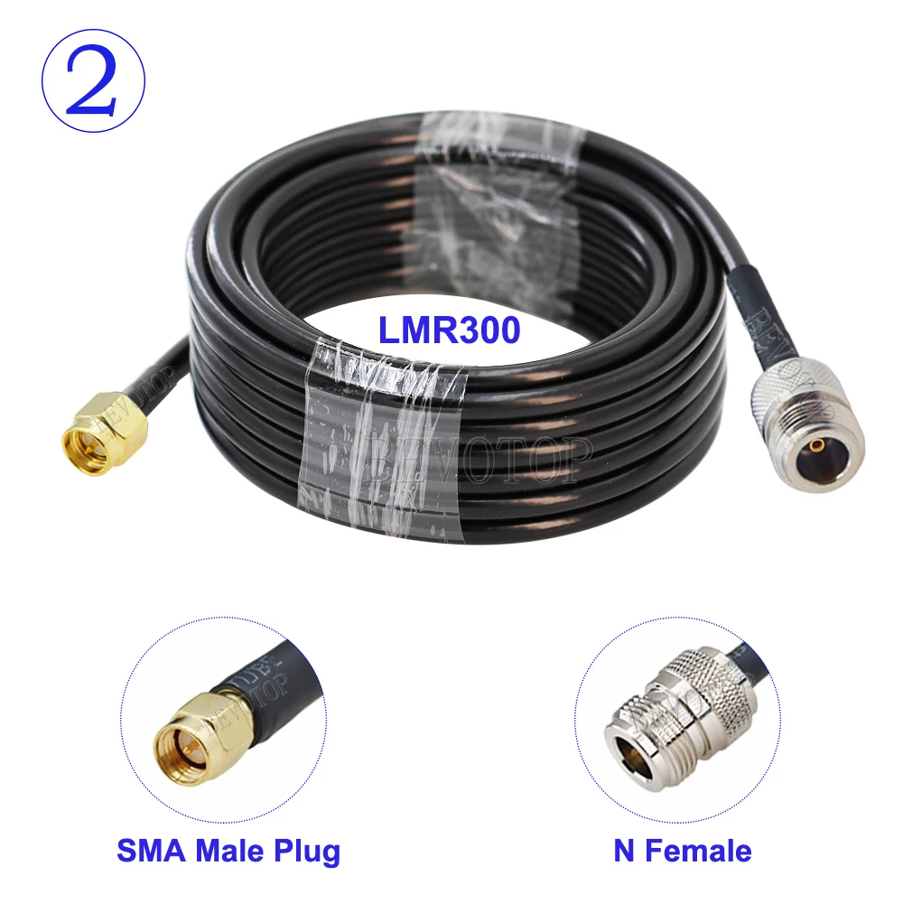 同軸ケーブルnからオスとメスのコネクタ、rfアダプターケーブル、低損失、LMR-300 sma、lmr300 50-5、50オーム、1個