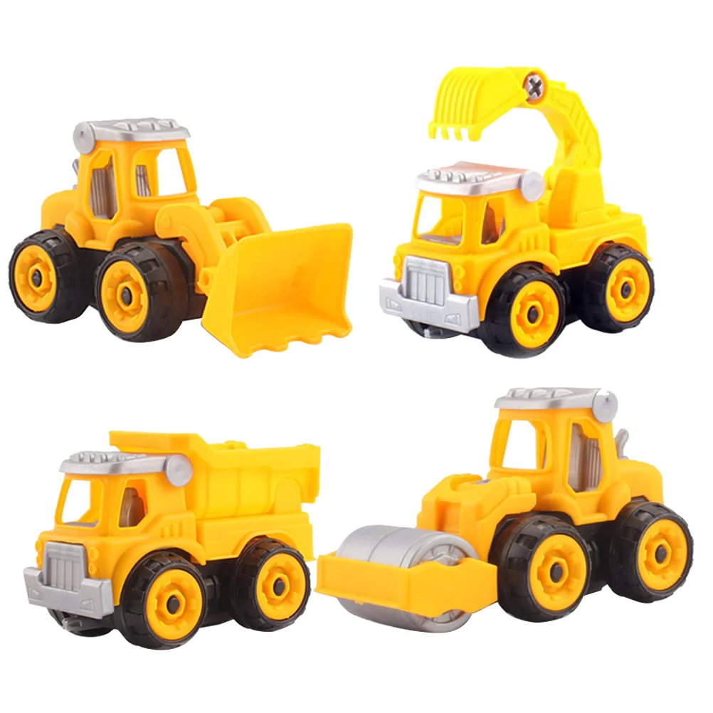 4 Pcs Toy Car Early Learning Disassembly Engineering Truck Cars Disassemble Educational Child