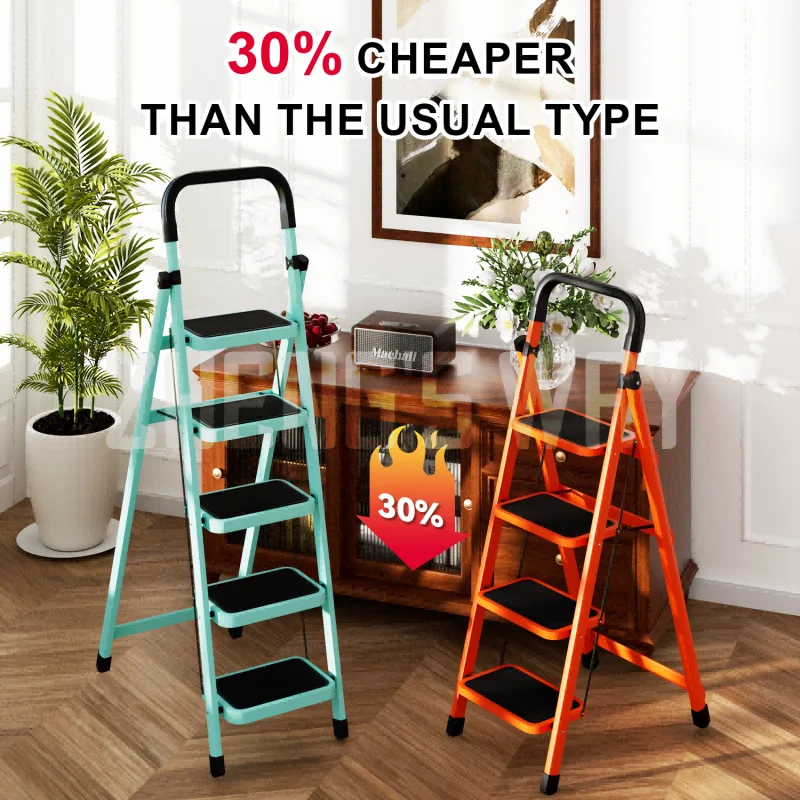 custom.Lightweight Steel 4-Step Professional Folding Steel Step Ladder Nice Price Modern Design Workshop Application