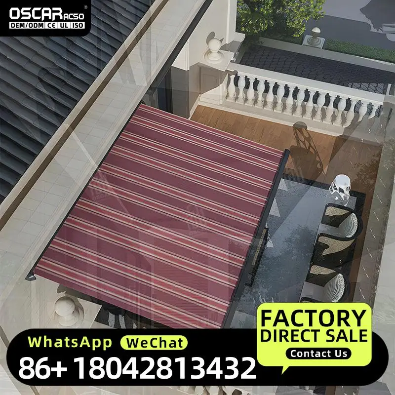 Wholesale Retractable Outdoor Aluminum Acrylic Sun Shelter Manual or Automatic for Balcony Terrace Garden Retractable Awning