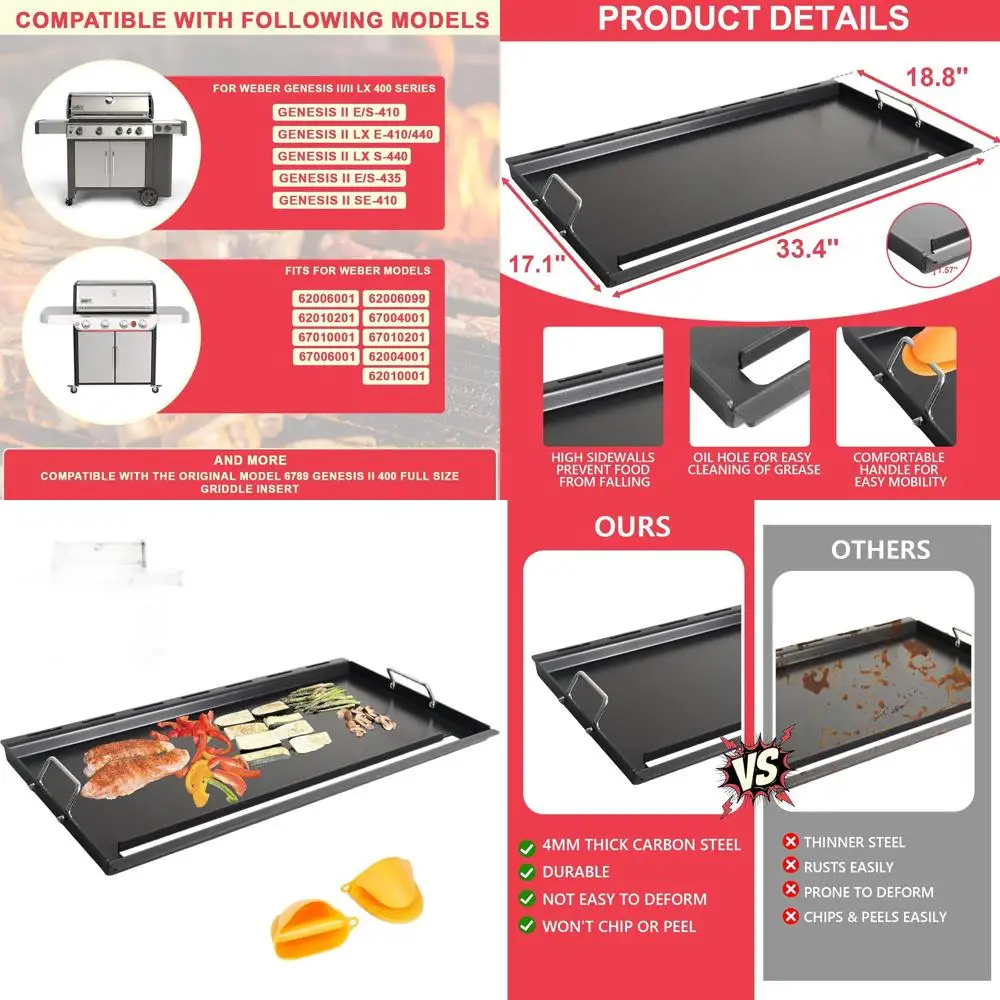 

Weber GS4 II 400 Series Flat Top Griddle Insert, 6789 Genesis II 400, Compatible with E-410, S410, E-435, S-435, E-440, S-440, L