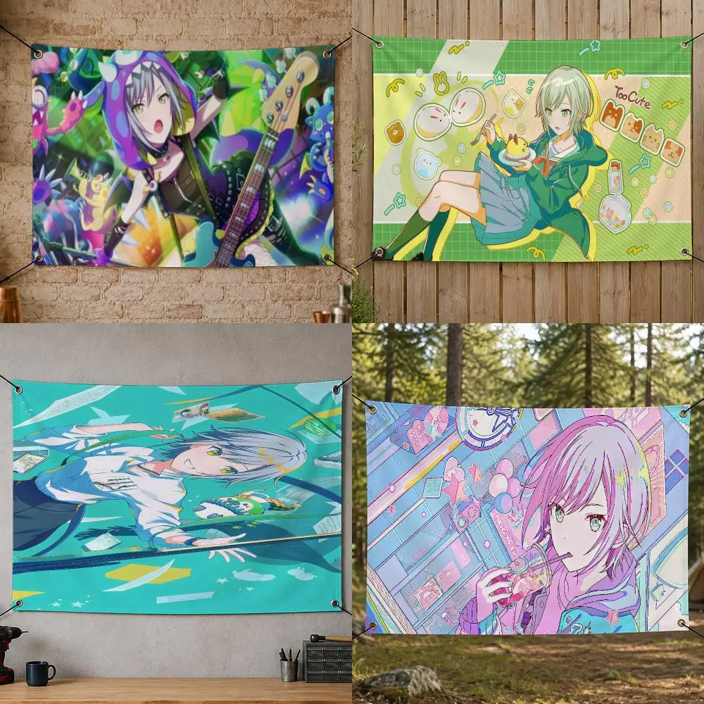 Character Anime Cute H-Hinomori Shiho Flags Flag Banner for Bedroom Dorm Party Home Living Room Game Room Gift