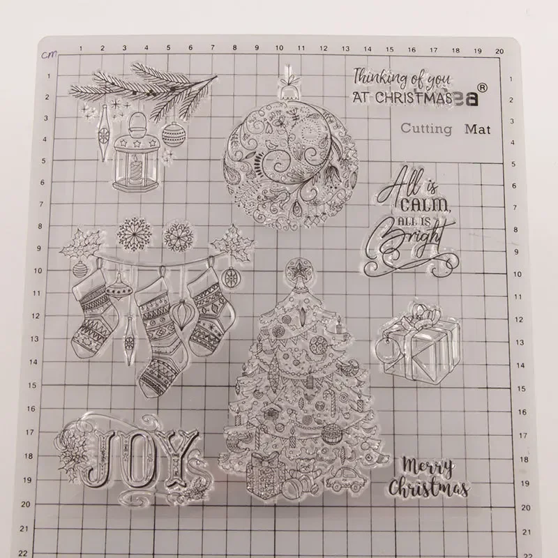 Clear Rubber Stamps Scrapbooking Christmas tree and sock Sheet Silicone Seals Craft Stencil Stamps Paper Card Making Template