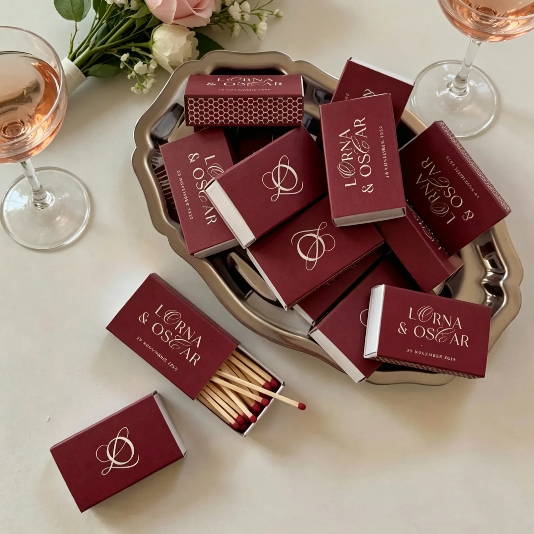 

Personalised Wedding Matchboxes | Custom Luxury Matchbox Favours | Bespoke Printed Matchboxes London — 5x3.5cm