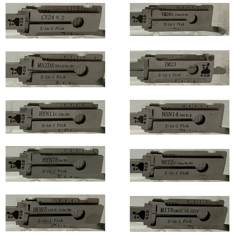Lishi 2-in-1 YM23 CY24 HU87 YM28 MIT8 HYN7R HYN11 NE72 NSN14-Ign TOY2018 HON77 HU56 DAT17 TOY48 HU162T-10 BYD-2 BW9MH HU162T-8