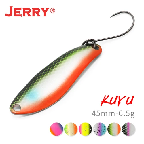 Jerry Kuyu-señuelo cuchara de Pesca, trucha Artificial, cebo giratorio de Metal, 7g, 6,5g, Jig Swimbait, aparejos de Pesca