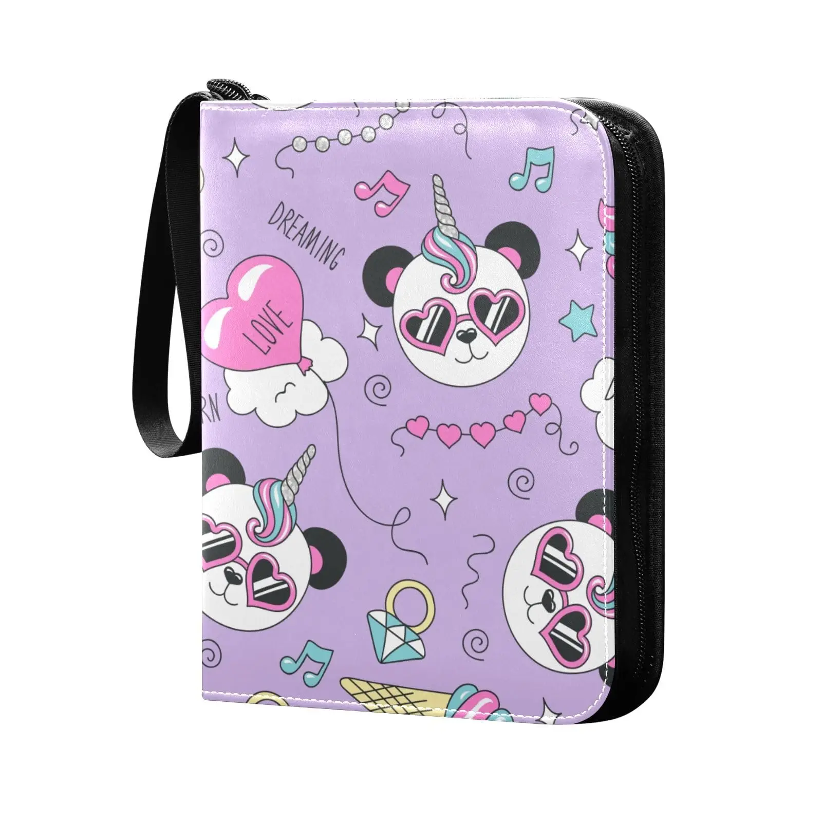 Unicorn Cat Panda 4 Pocket Cards Binder, 400 Double Sided Pocket Album for Sport Game Cards, Unique Card Collection Storage