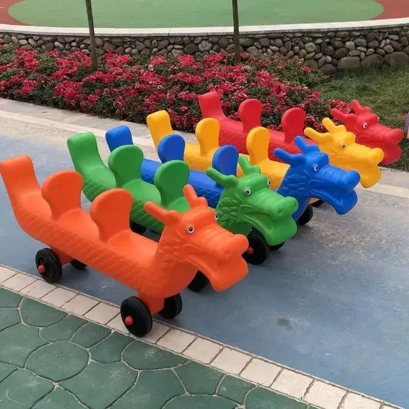 Kindergarten four person team collaboration collective toy slide