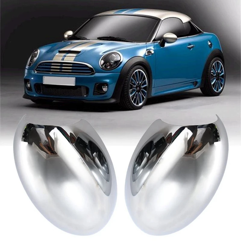 1 Pair Car Chrome Rearvier Mirror Cover Door Wing Mirror Cap ABS Plastic For -BMW Mini Cooper 2001-2006