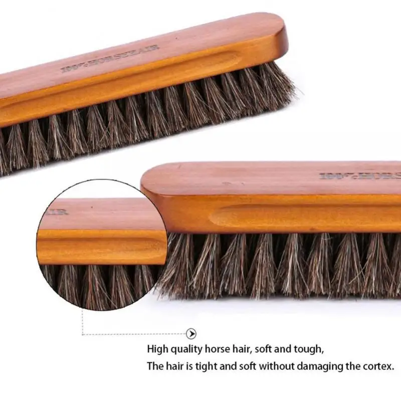 Horsehair Shoe Brush Polish Natural Leather Real Horse Hair Soft Polishing Tool Bootpolish Cleaning Brush For Suede Nubuck Boot