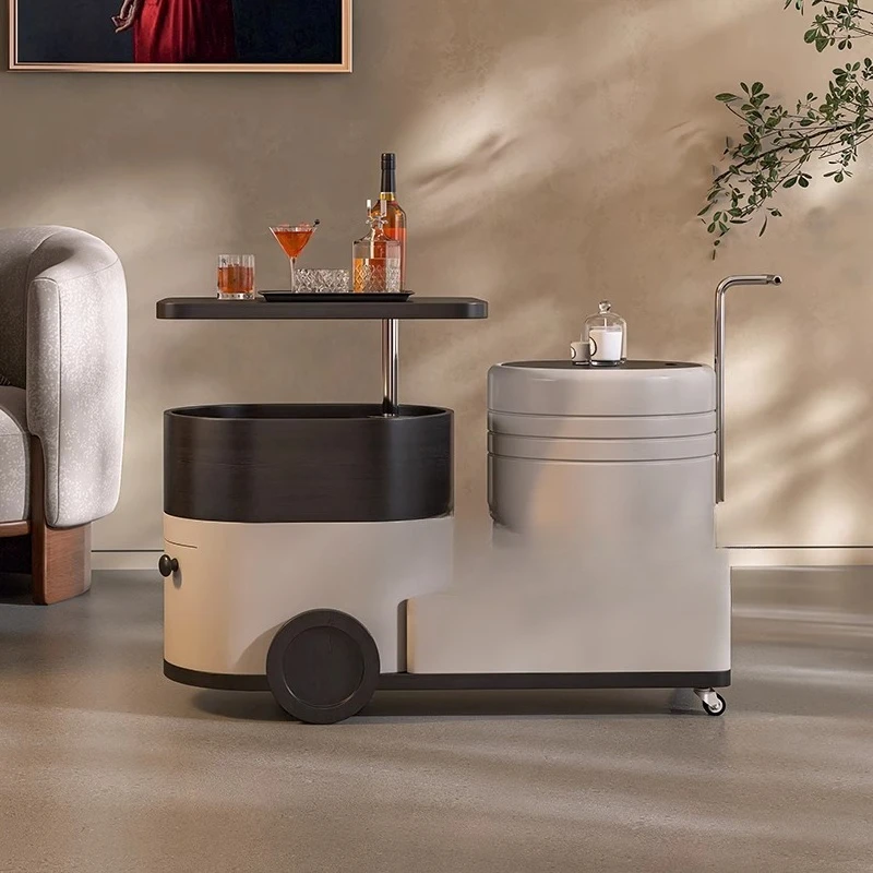 Italian sofa side table movable trolley multi-functional lifting coffee table living room sofa side shelf