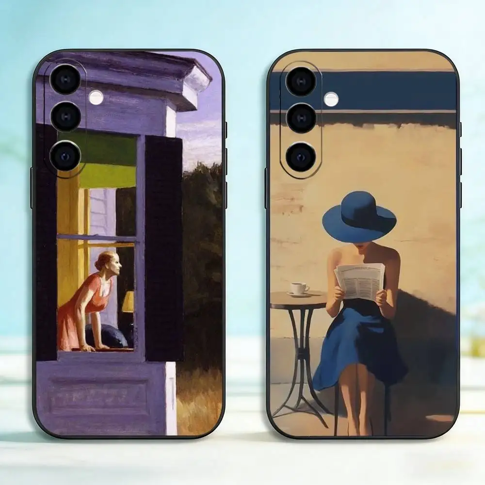 E-edward H-hopper Art Phone Case For Samsung Galaxy A73,A72,A71,A70,A53,A52,A51,Soft Silicone Black Cover