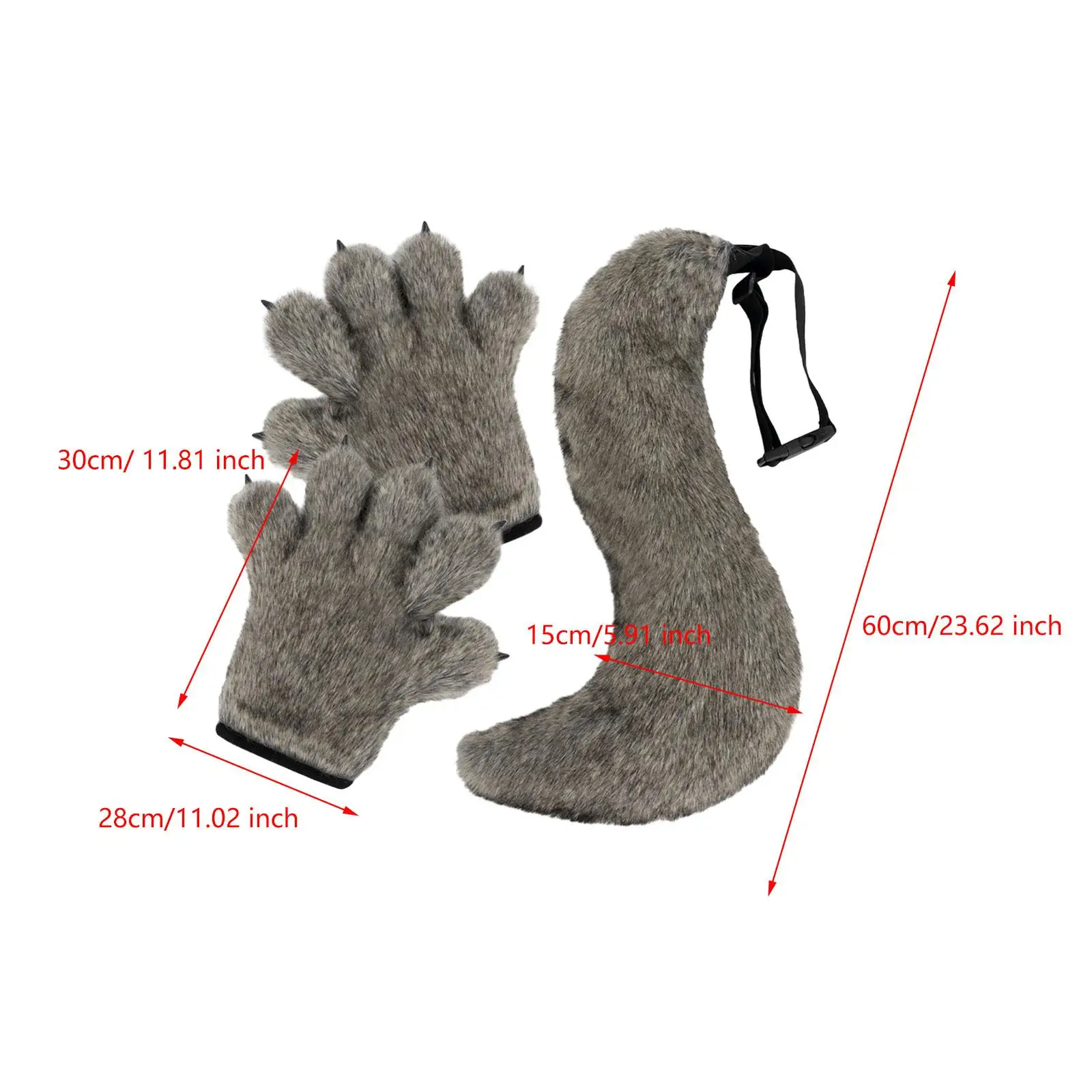 Ensemble de gants et de queue pour Halloween, pattes de bête de loup, décor de jeu de rôles, ensemble de costumes pour discothèque, fête, Festivals, carnaval, cadeau d'anniversaire