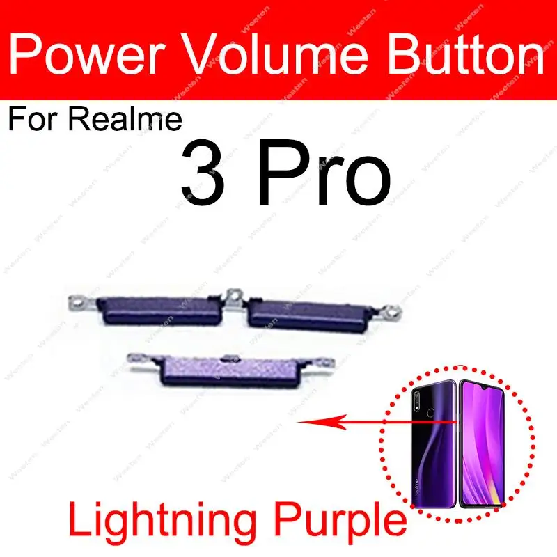 Power Volume Side Buttons For Realme 3 Pro 5 Pro 3i 5i 5S On OFF Power Volume Button Switch Side Keys Flex Cable Replacement