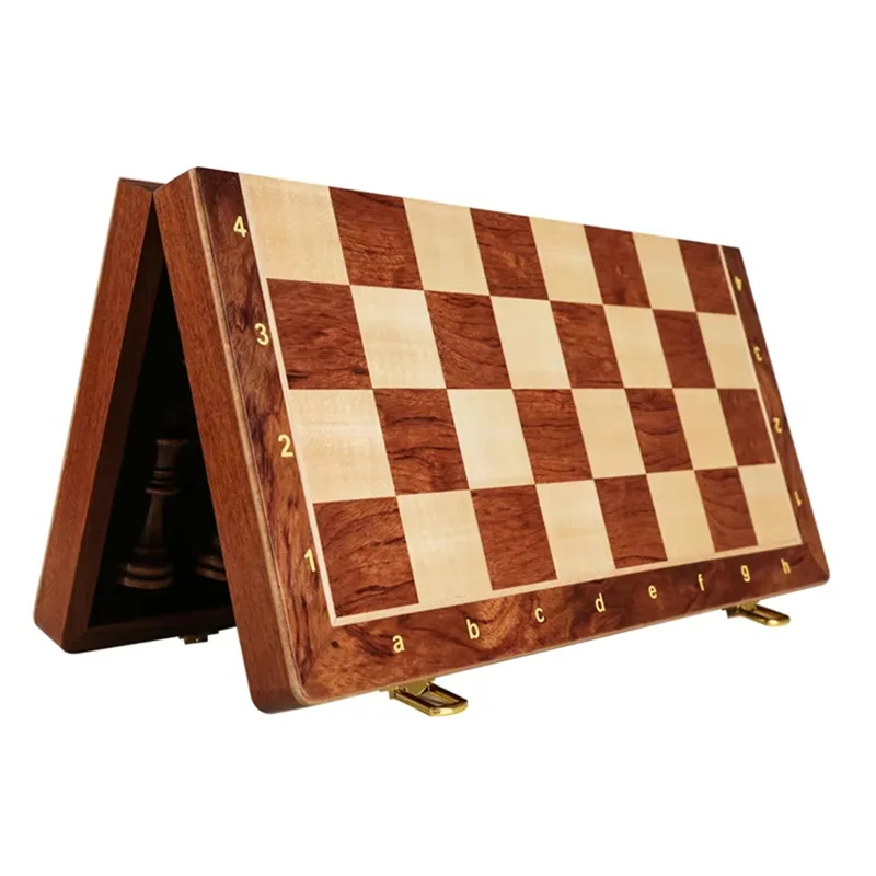 

AEF6-Chess Set Top Grade Wooden Folding Big Traditional Classic Handwork Solid Wood Pieces Walnut Chessboard Children Gift