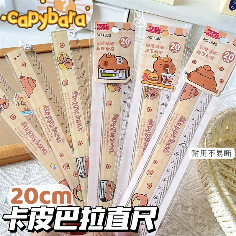 

24 Cartoon Capybara Thickened Drawing Ruler Test Measuring Supplies Cute Soft Ruler Student Wholesale