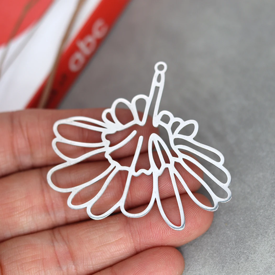 3pcs Art Line Plant Leaf Flower Stainless Steel Pendant Charms for Jewelry Making DIY Craft Tassels Earrings Necklace Accessory