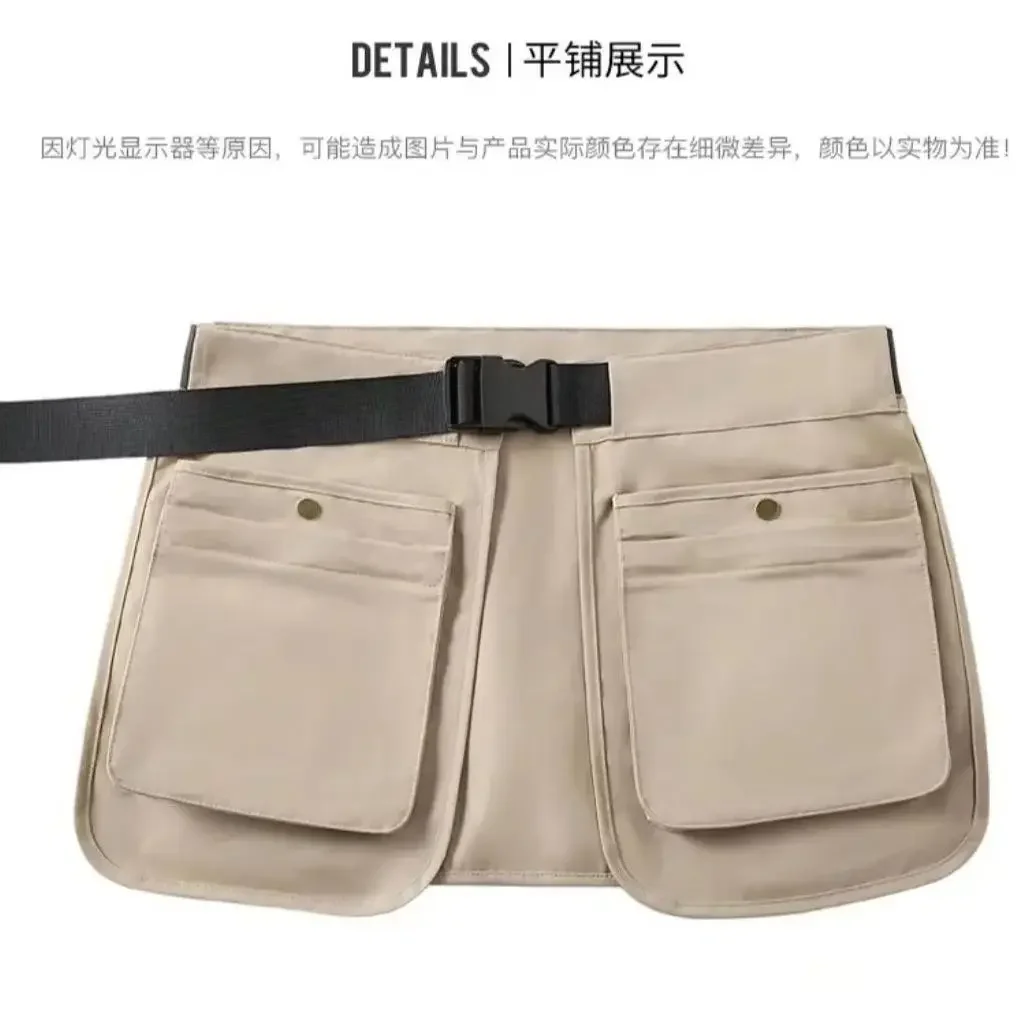 

Outdoor Waterproof Multi functional Waist Bag Fashion cool Men's Multi Pocket Apron Site Work Large Capacity Running Phone Bag