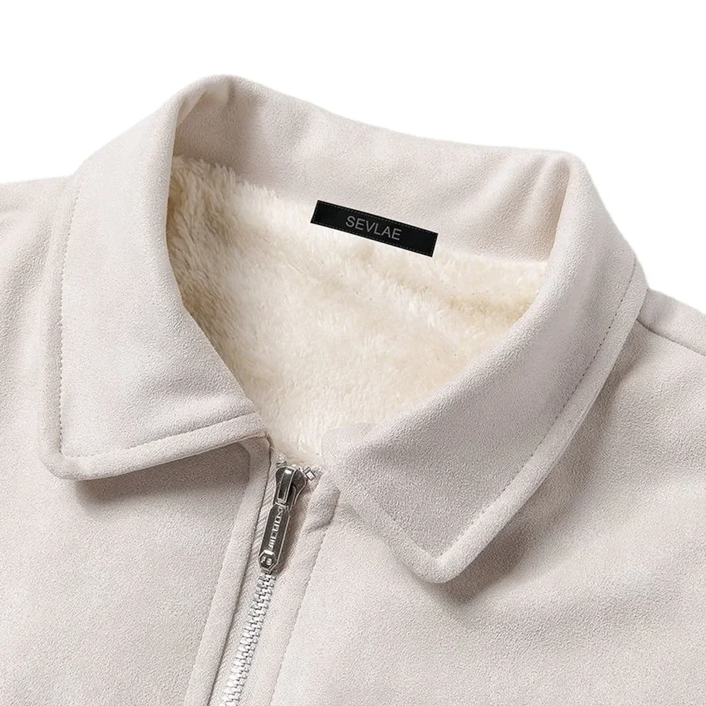 Korean Fashion Jacket Men Fleece Lined Autumn Winter Warm Casual Jacket Streetwear Fashion Clothing Men Plus Size Coat