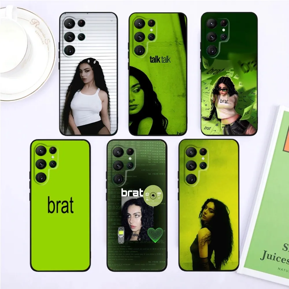 Singer C-Charli XCX BRAT Phone Case For Samsung S25,S24,S23,22,21,Ultra,Pro,S10,S30Plus,20lite Black Cover