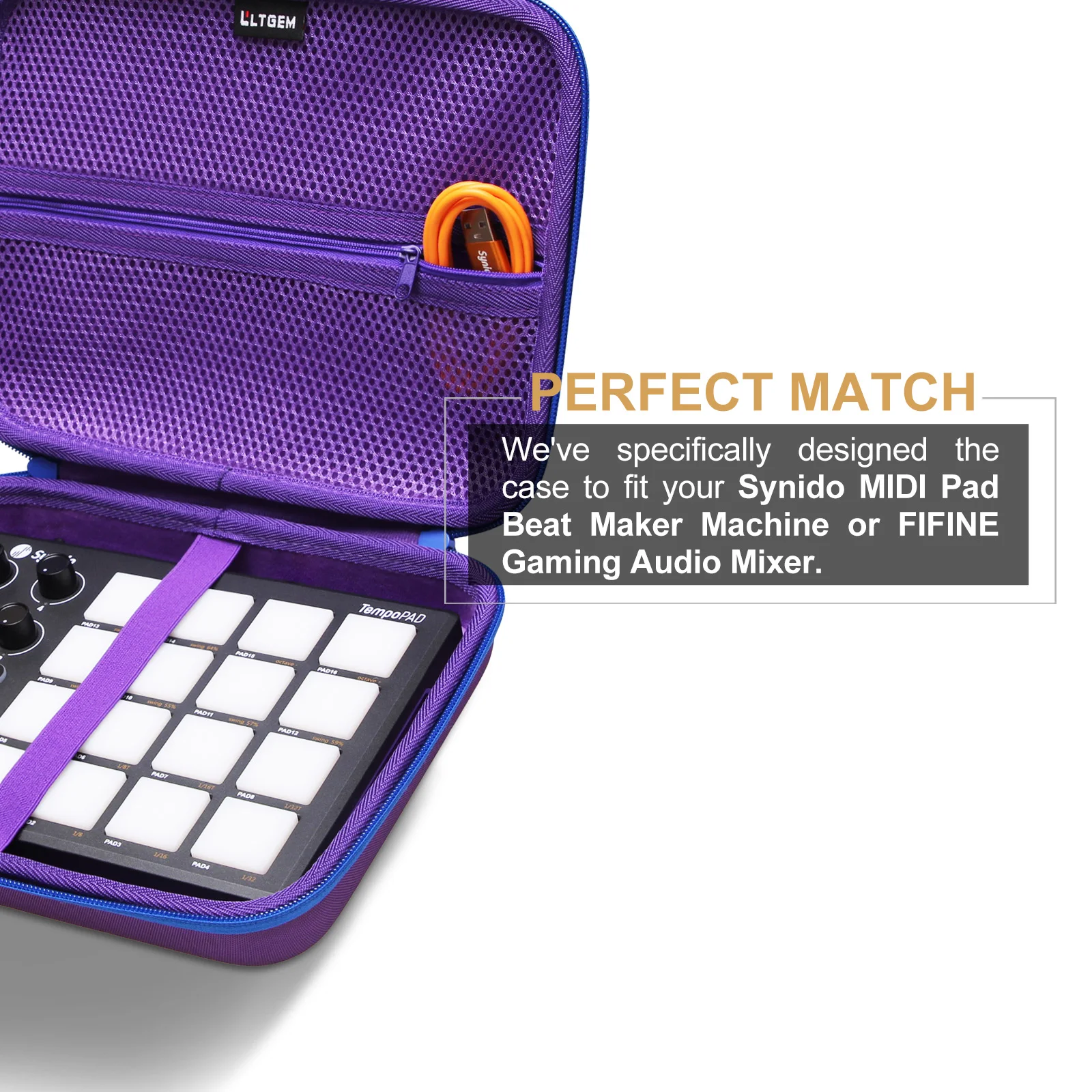 LTGEM eva Hard Case for Synido Mini MIDI Pad Beat Controller Storage Bag(only case)