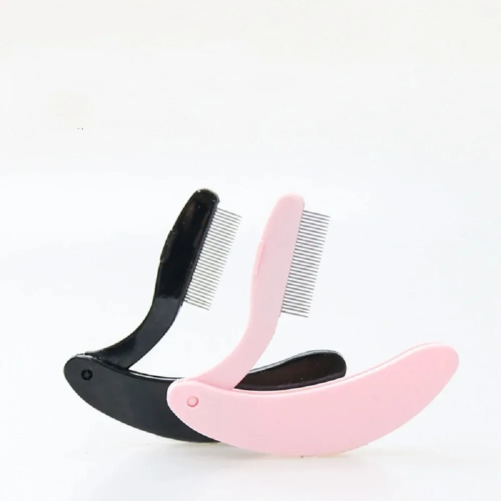 แปรงปัดขนตาแบบพกพา หวีแยกขนตา ซี่หวีพับได้ ที่ดัดขนตา สแตนเลส อุปกรณ์แต่งหน้า ดัดขนตา มาสคาร่า