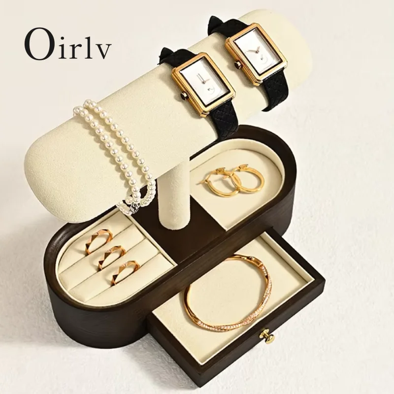 

Oirlv New Wooden Watch Display Stand T-bar Watch Bracelet Stand Storage Jewelry Accessory Organizer for Store Display Props