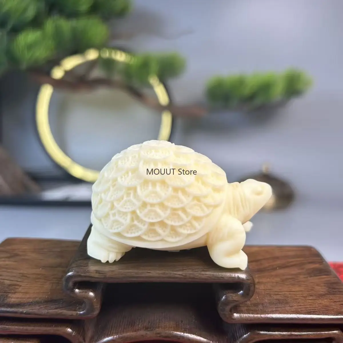 Nature Bodhi Fruit Carved Turtle Handheld Item, Curio Plaything, Money Turtle, Small Car Ornament Pendant