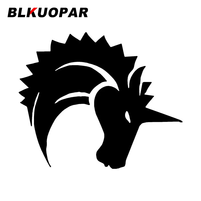 BLKUOPAR Unicorn Head Horn Car Sticker Scratch-proof Creative Graphics Original Sunscreen Die Cut Personality RV Car Styling