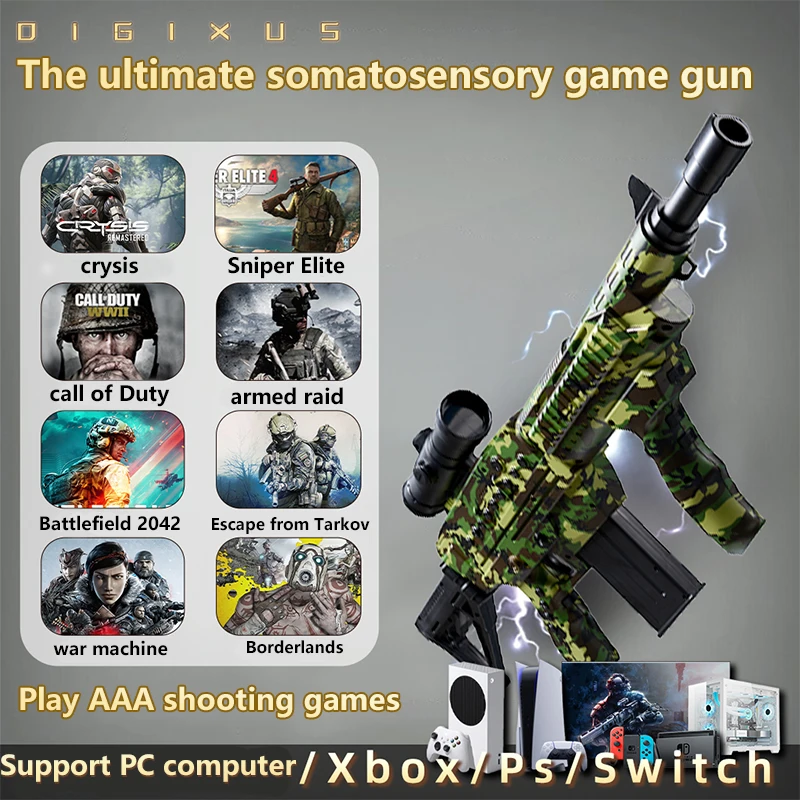 Online or simulator Lightgun Somatosensory Game Controller with Scope for Switch PS5 PS4 XBOX PC PUBG COD Overwatch etc.