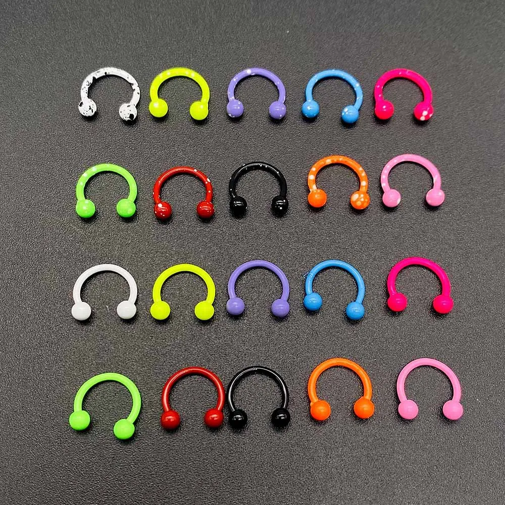 10pcs Colorful Nose Ring Septum Piercing Stainless Steel Horseshoe Ring for Labret Helix BCR Jewelry
