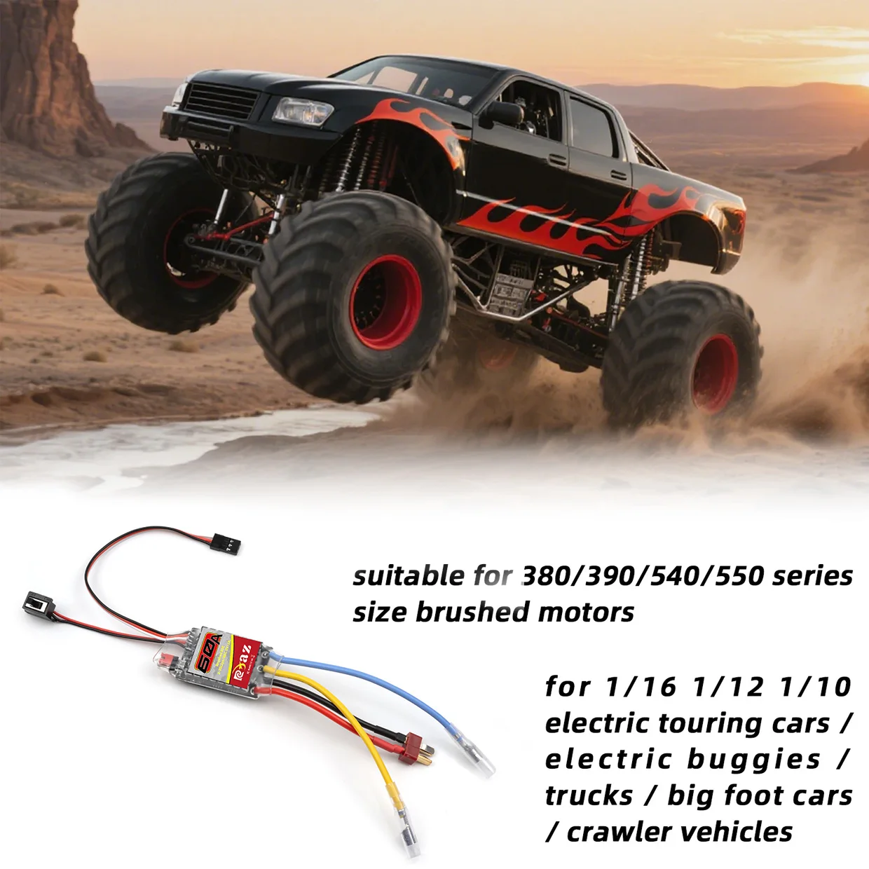 RC 550 Brushed Motor 12T with 60A Brushed ESC for 1/10 RC Crawler Axial SCX10 90046 Traxxas TRX4 D90 Hpi Tamiya arrma