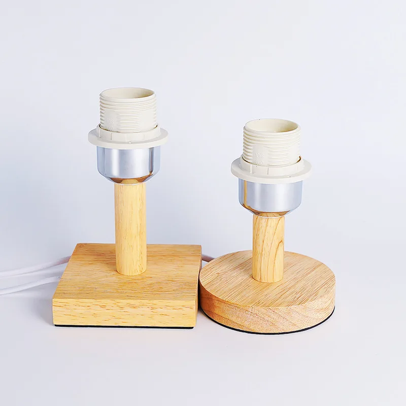 

Держатель лампы из массива дерева, ночник E27, квадратный круглый цоколь