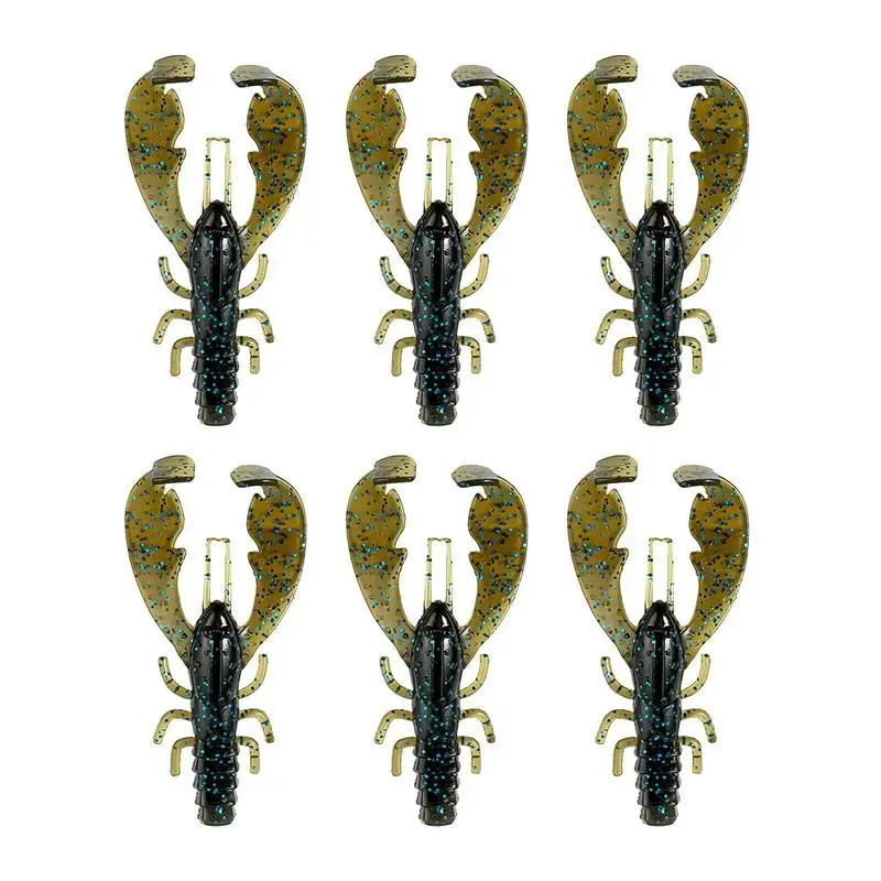 Crawfish Lures For Trout 6pcs Soft Fishing Lure Crawfish Bait Realistic Walking Action Bass Fishing Lure For Freshwater