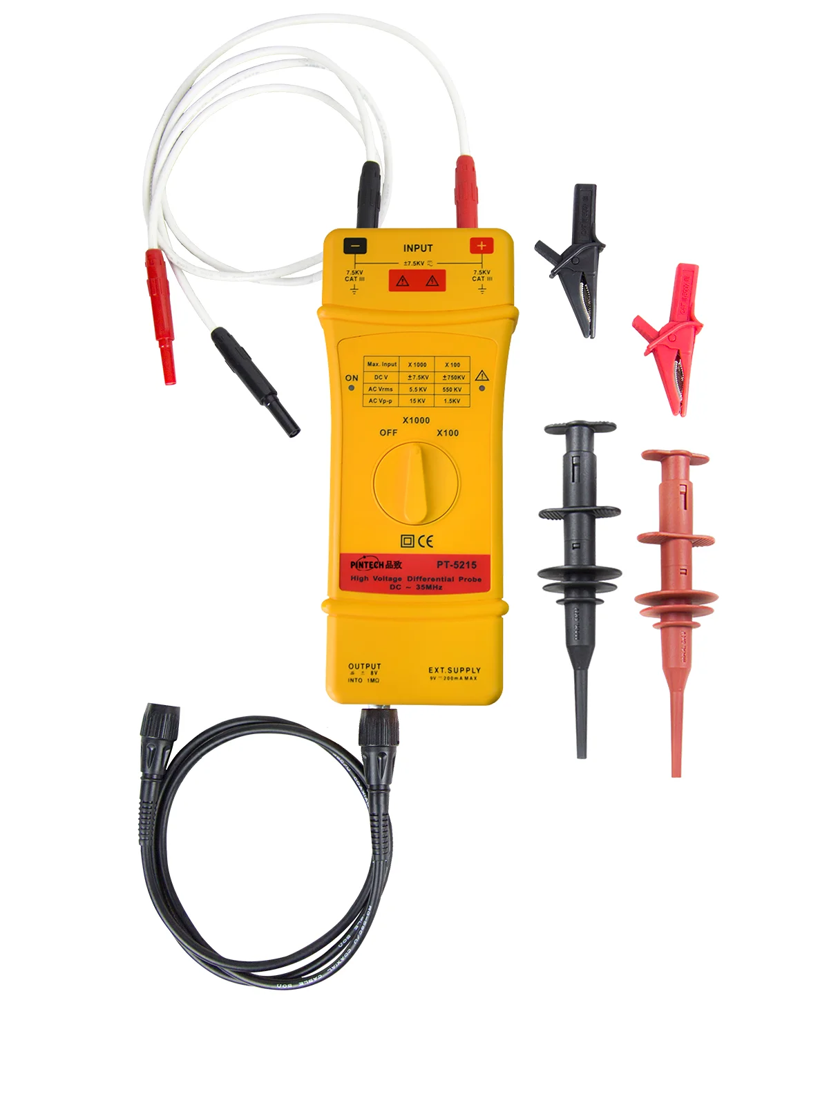 PINTECH PT-5215 High Voltage Differential Probe kit 15kV, 35MHz, 100X/1000X Attenuation Rate, Voltage Probe for Oscilloscope