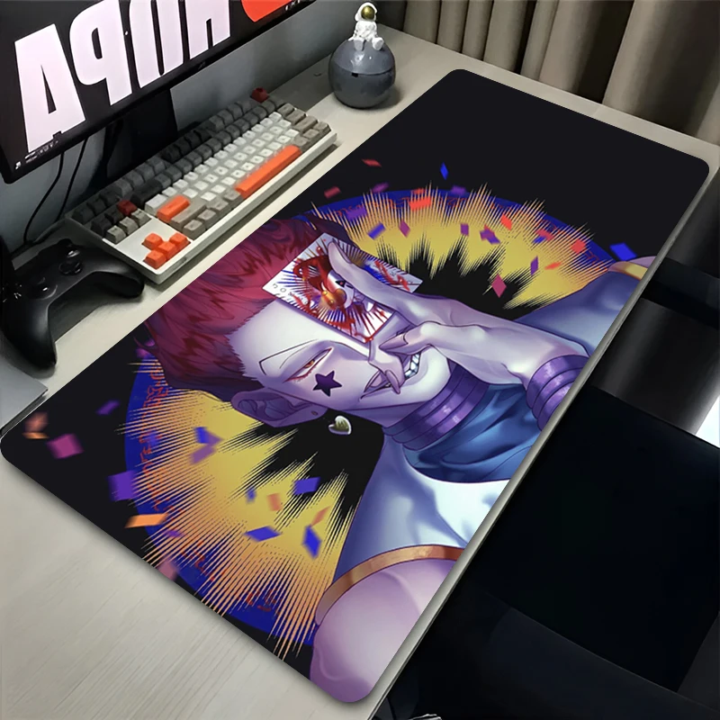 Large Hisoka Morow Hunter X Hunter Anime Gaming Desk Mat, HD Print Non‑Slip Rubber Base Mousepad for PC Laptop Office Table Deco