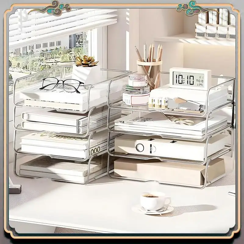 Durable 4-Tier Paper Organizer For Desk, Stackable Desk Organizer Paper Tray, Desk Accessories & Workspace Organizers