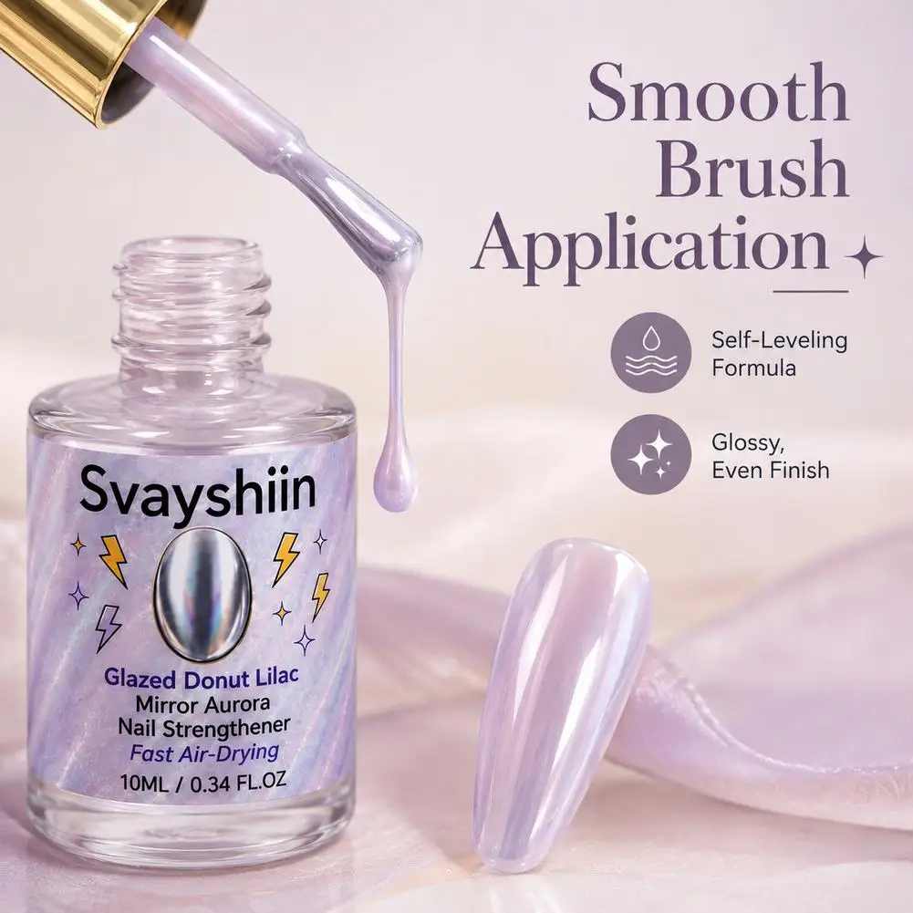 Purple Nail Polishing Mirror Aurora Nail Strengthener Quick-drying Shimmer Glossy Nail Polish,For Daily Use And Parties