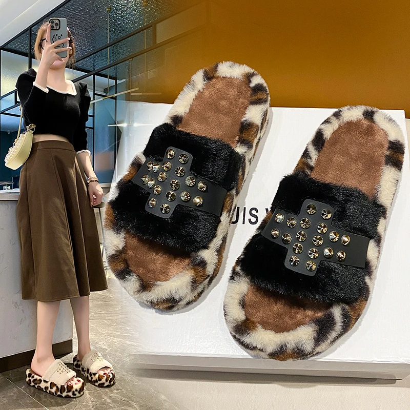 

Женские нескользящие тапочки на толстой подошве, с бархатной подкладкой и открытым носком